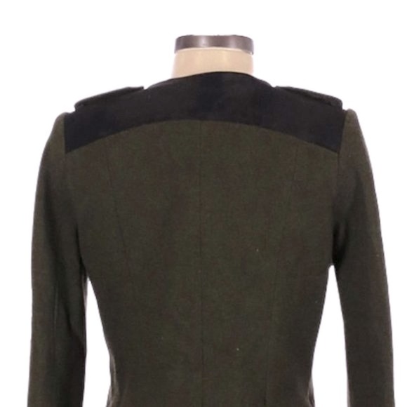 Plastic Island Peacoat Military Green Double Breasted Wool Coat Size S - Picture 3 of 11